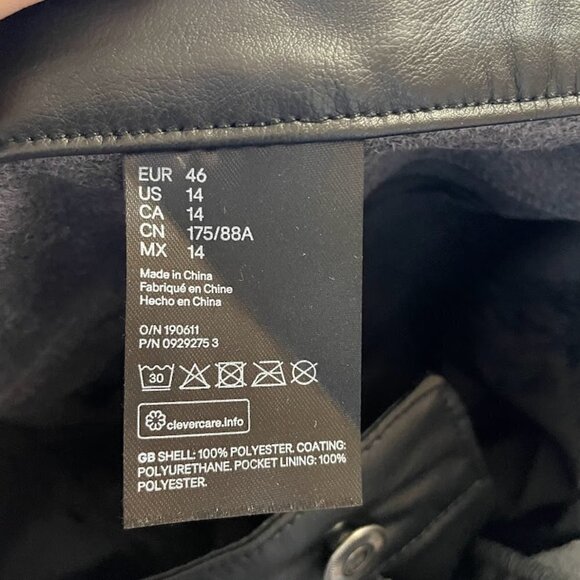 NWT H&M Pant Trouser Faux Leather Black Straight Leg Wide Winter Sweater Knit 14 - Picture 11 of 13